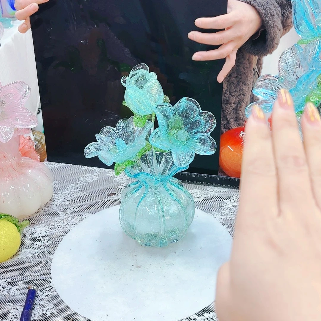 3支夜光花加花瓶安妮家花瓶花器摆件