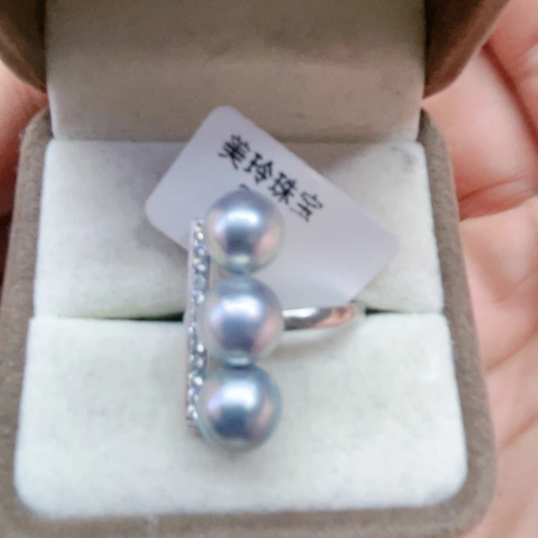 海水珍珠戒指银S925镶嵌