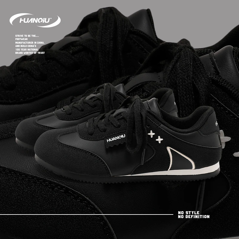 HUANQIU/环球黑色轻便复古板鞋女鞋2025秋季新款小巧百搭休闲鞋女