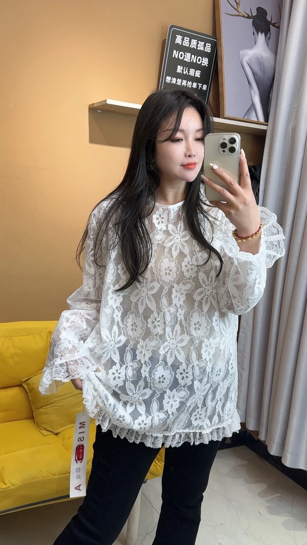 小妖精大码女装中长款蕾丝宽松版百搭洋气