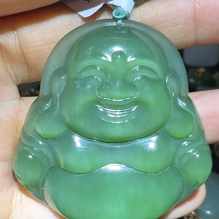 和田玉未镶嵌颈饰特细佛公52尺寸