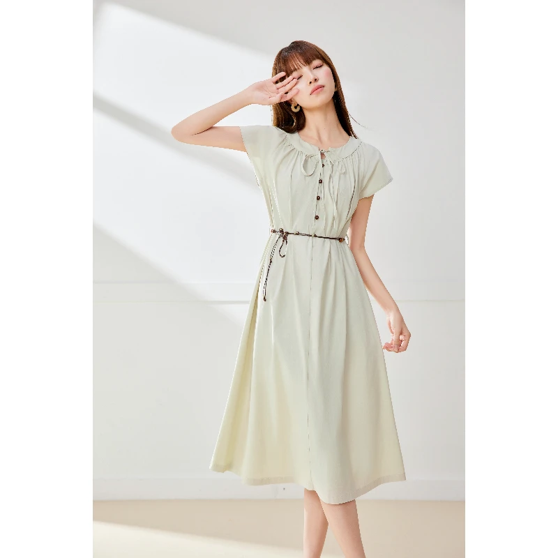 IEF/爱依服2025新款夏季时尚温柔静奢氛围感通勤梭织长上衣裙