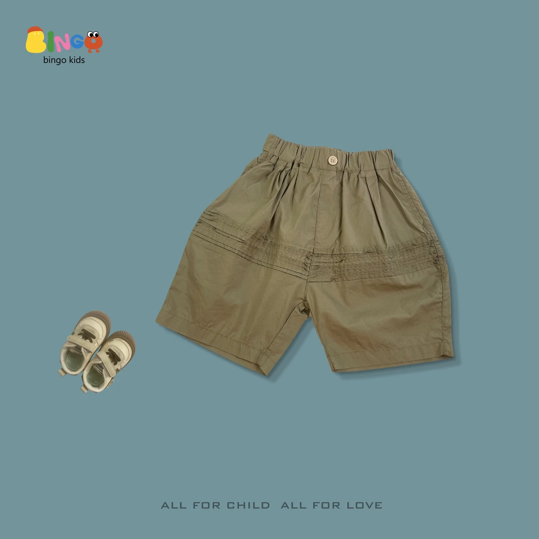 【货号026】儿童夏款纯棉两色短裤棕色