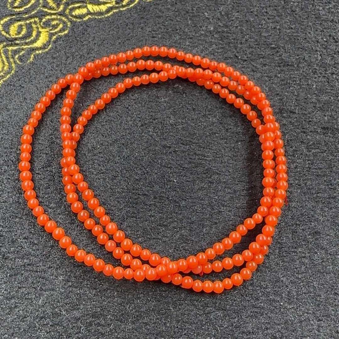 手链未镶嵌南红玛瑙3.3柿子红多圈手链