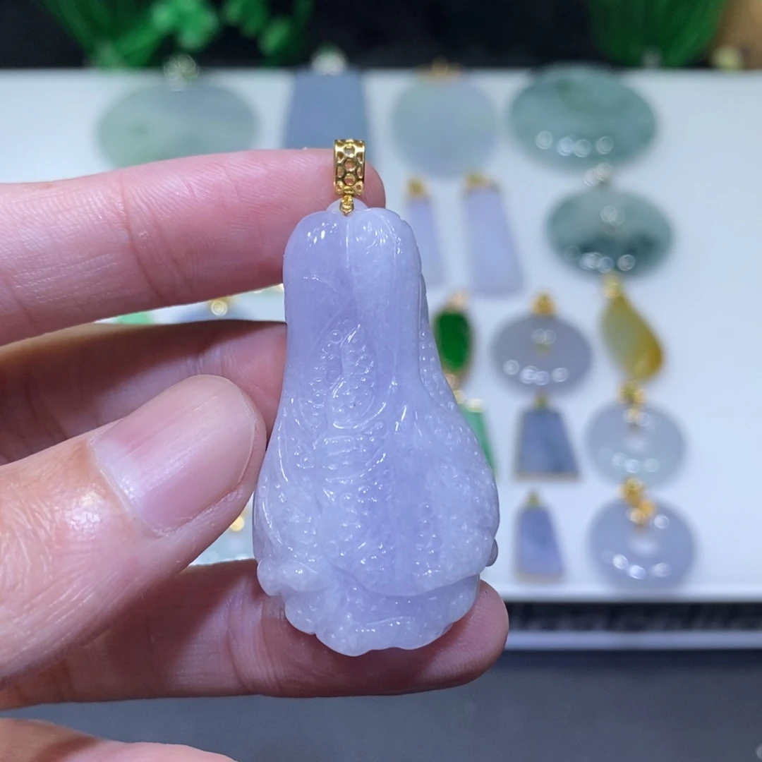 翡翠18K金镶嵌吊坠(不含链)