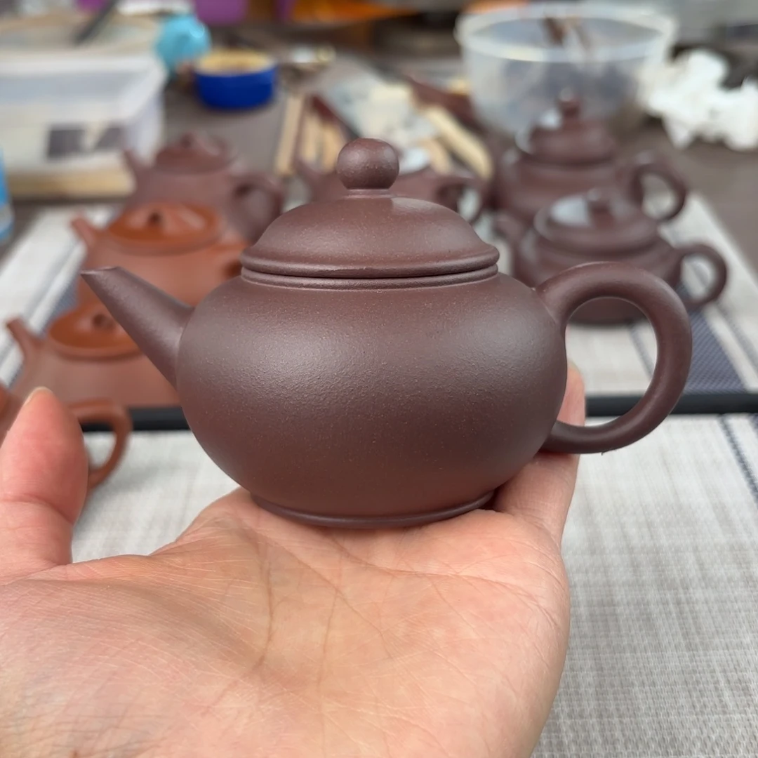 紫砂茶壶半手工老紫泥水平壶150cc