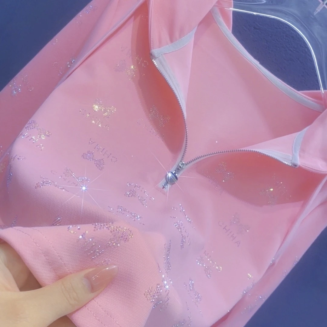 （千寻）运费险！【蝴蝶字母】拉链连帽长袖女2025秋打底上衣