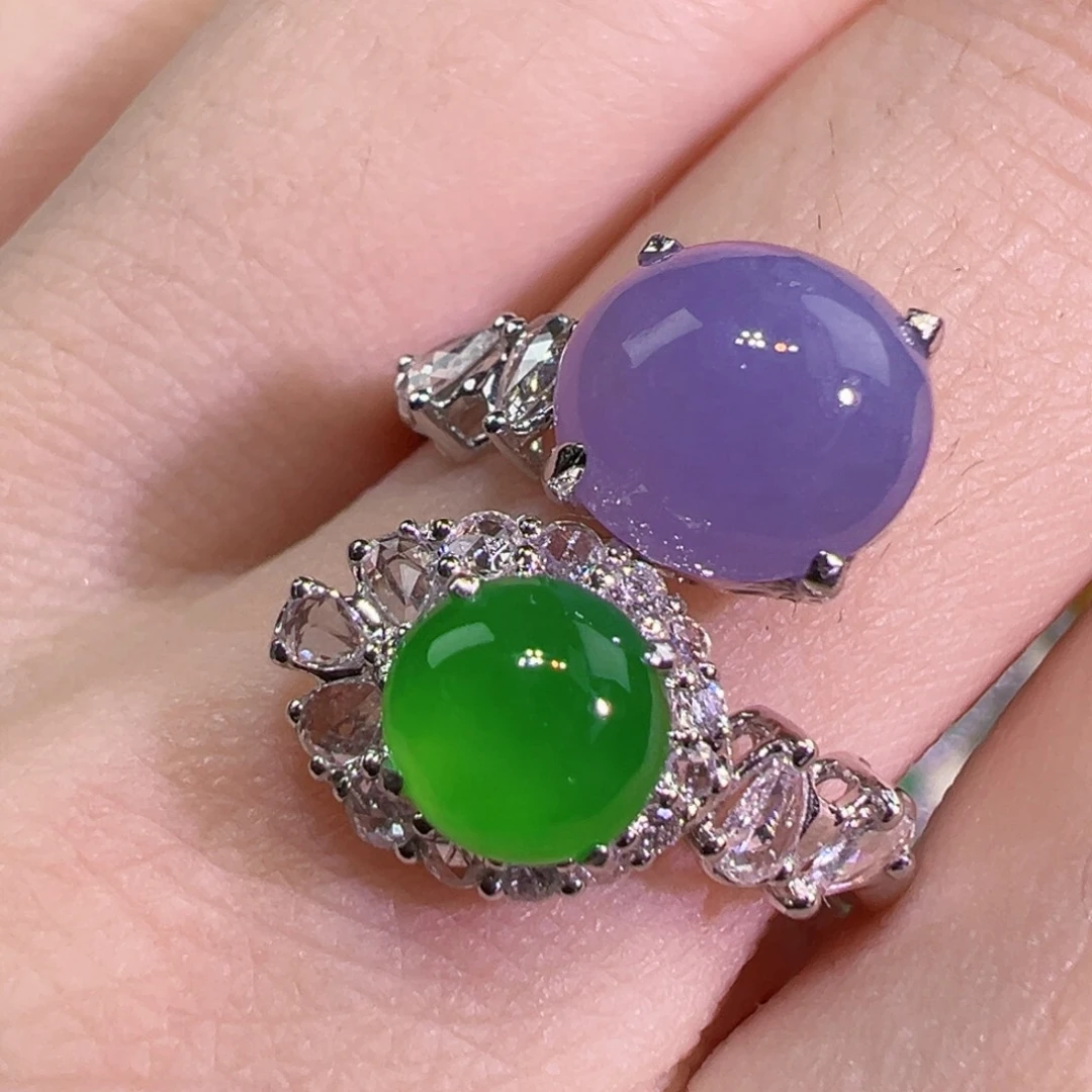 翡翠戒指18K金镶嵌戒指