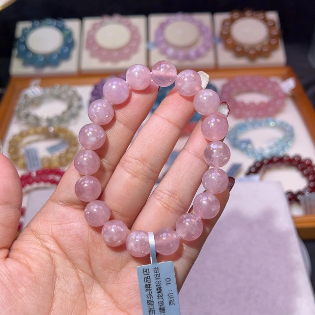 水晶手串未镶嵌s****色粉祖母晶11.3m m