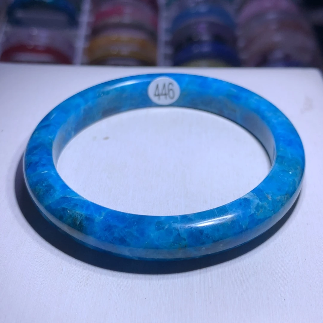 手镯水晶银S925镶嵌蓝磷灰59.9圈446