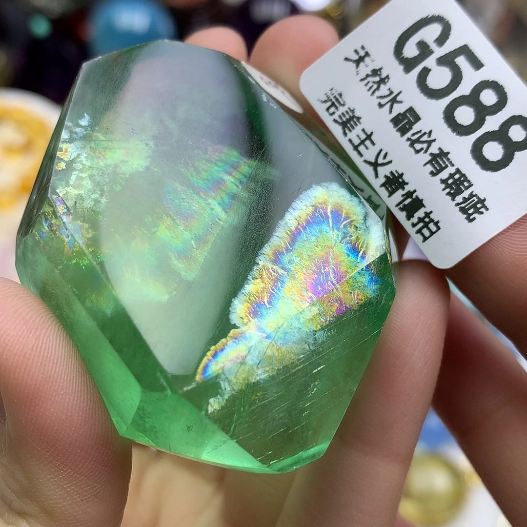萤石珠宝奇石未镶嵌阿塞手把件