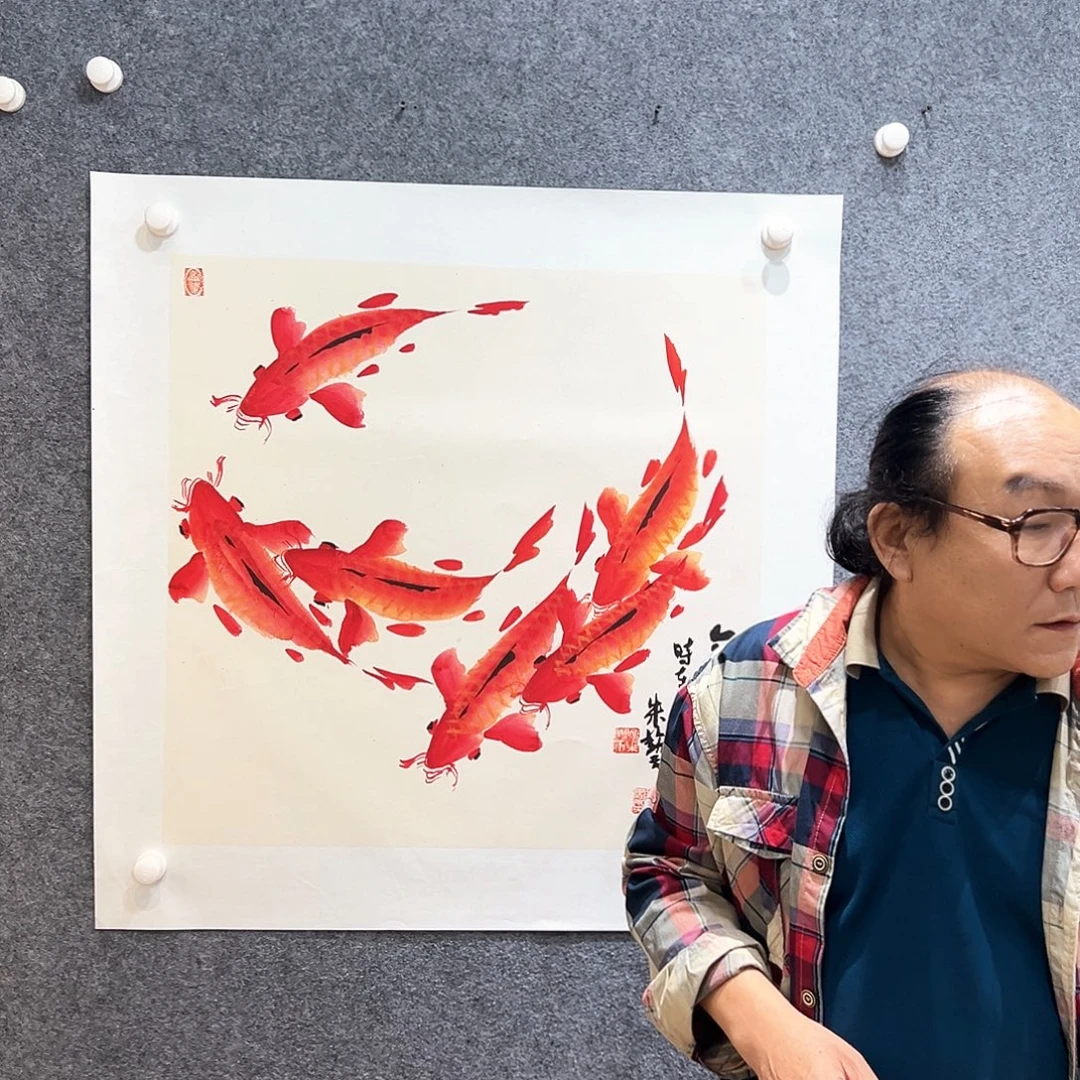 国画知鱼之乐纯手绘画
