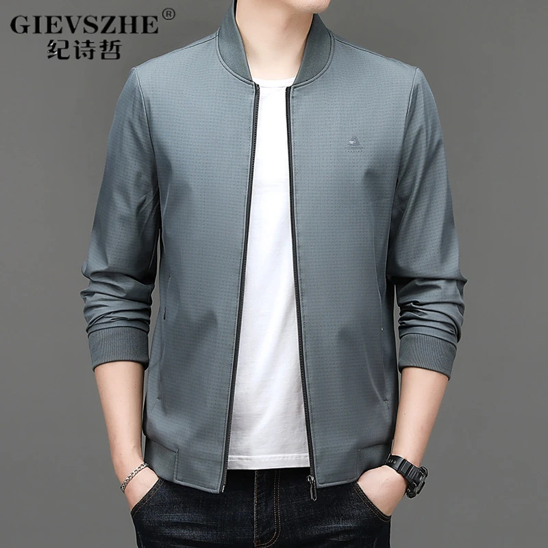 纪诗哲中年男士休闲外套时尚立领棒球服男装新款春秋季男士夹克衫