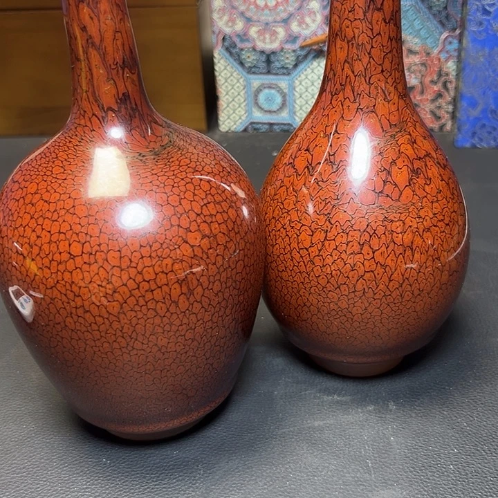 F***狼茶盏建盏红鹧鸪斑花瓶一对