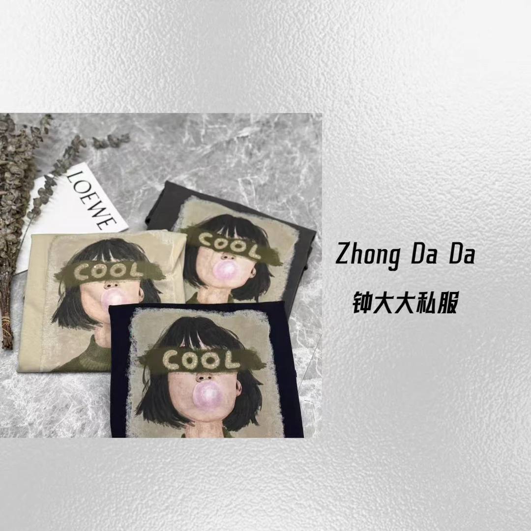 ZHONG大大【】2025早秋小众卡通女孩印花宽松减龄百搭短袖T恤11951