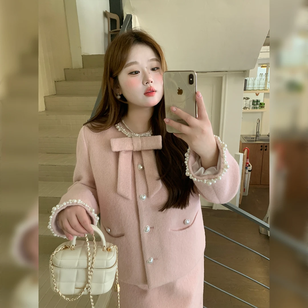 徐达布【爆款】时尚套装女呢子外套半身裙两件套冬S39808C54