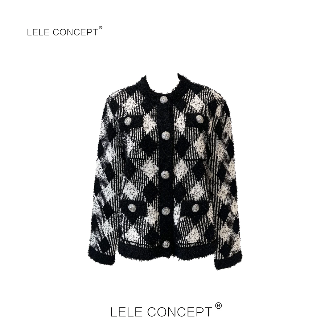 LELE CONCEPT 丨时尚百搭黑白格外套Y0547