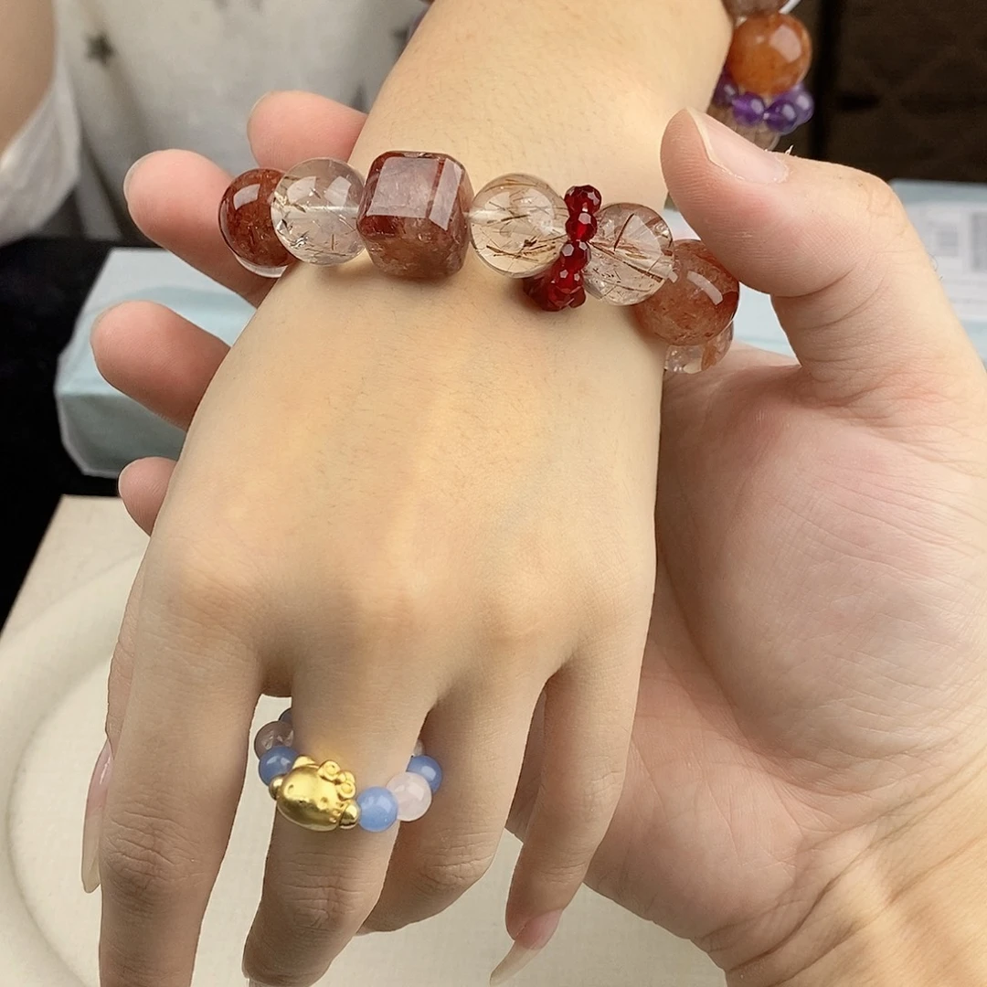 水晶手链银S925镀金镶嵌