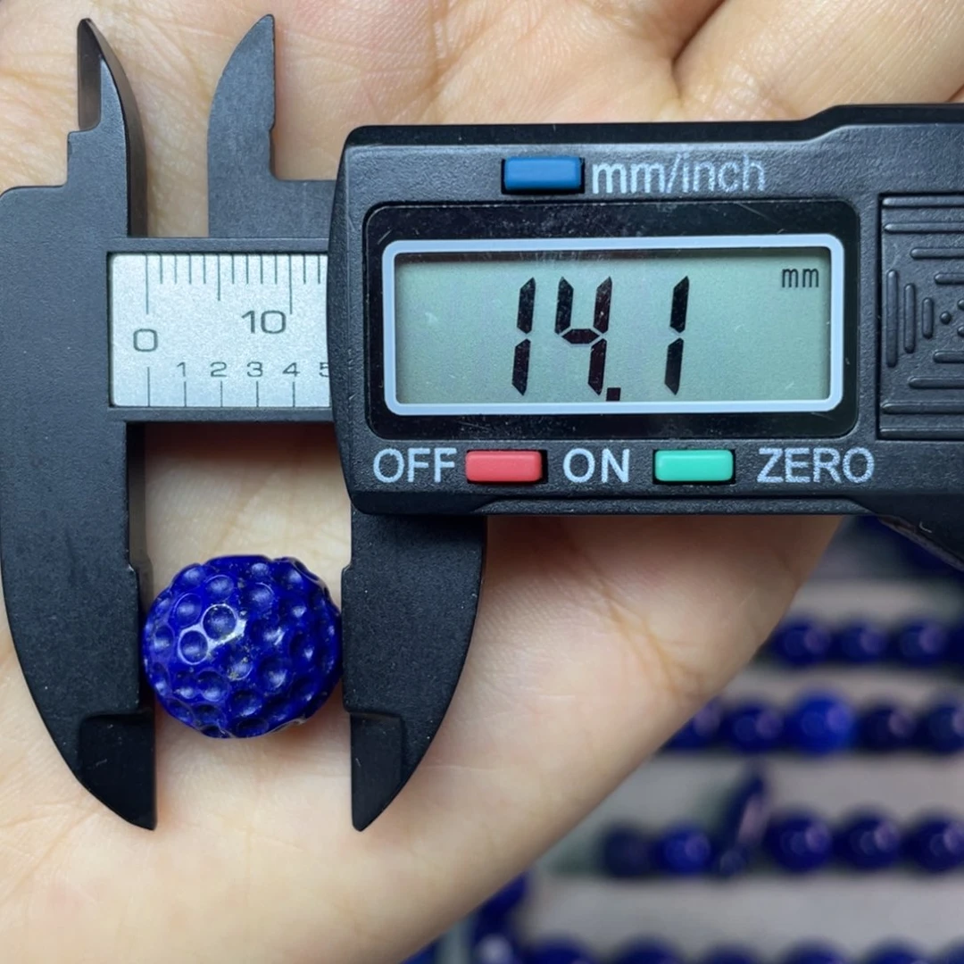 青金石未镶嵌14mm雕刻单珠配饰