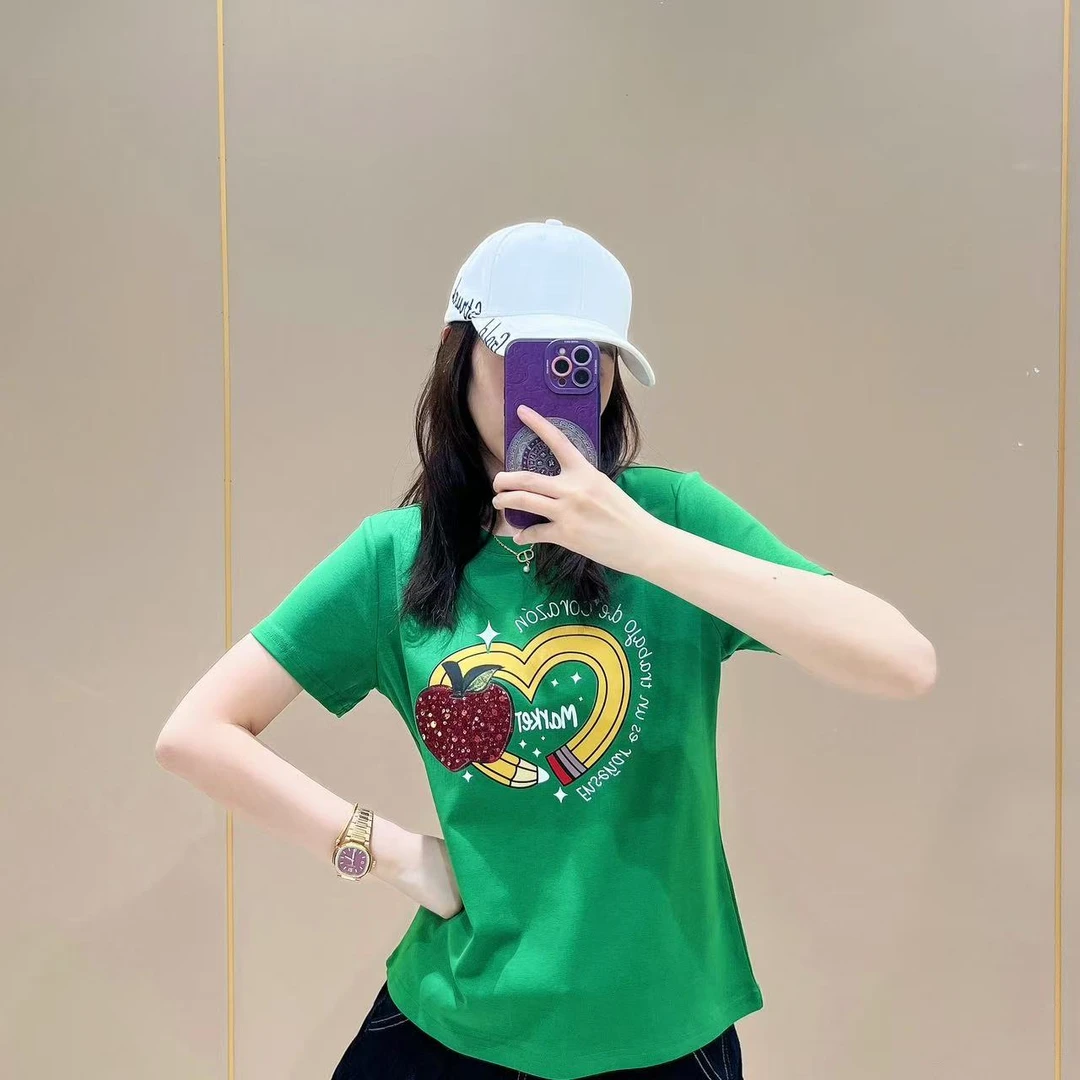 新款修身小版型短袖506034显瘦洋气时尚百搭休闲体恤半袖圆领