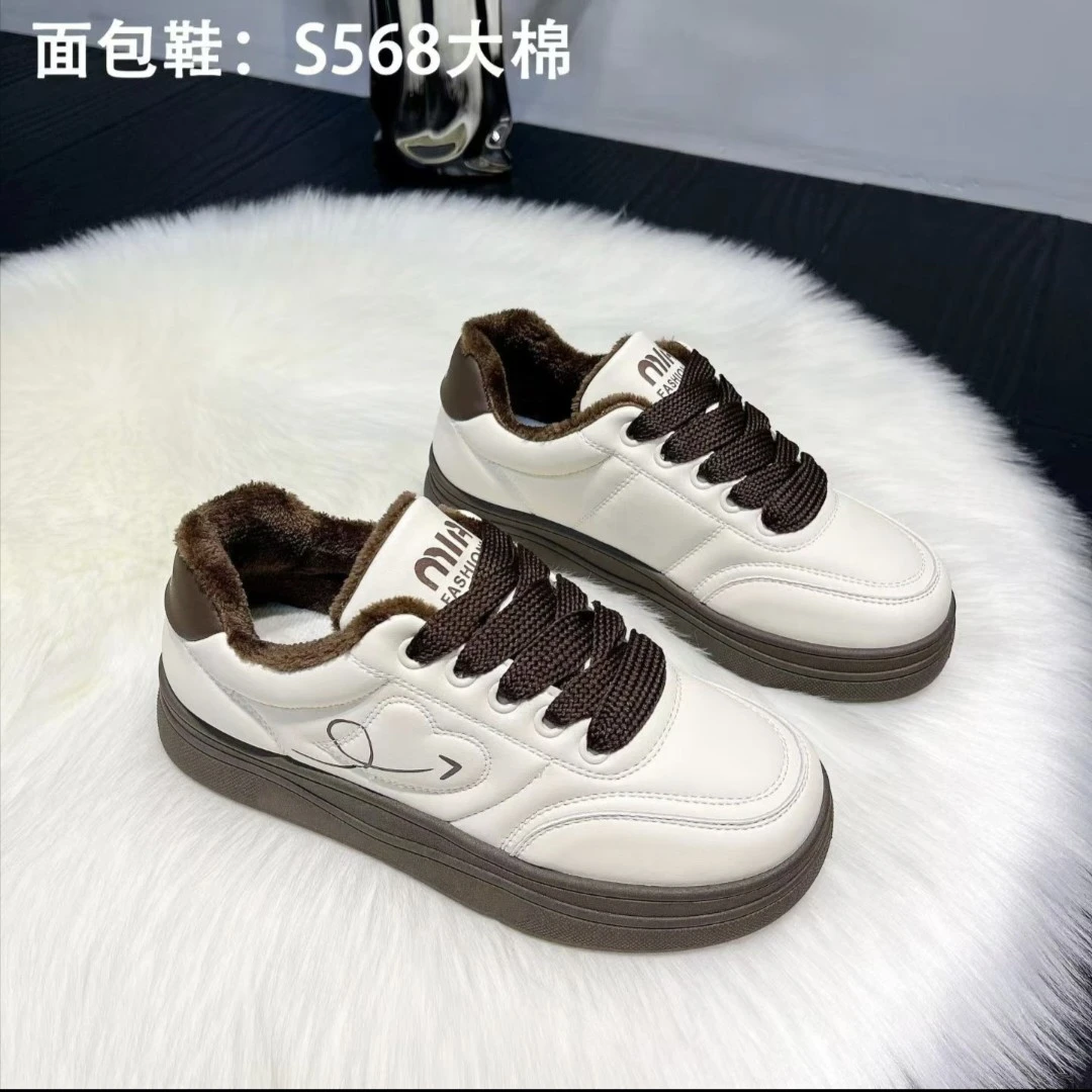 时尚休闲鞋防脏秋冬系带运动休闲鞋百搭棉鞋板鞋超百搭加绒