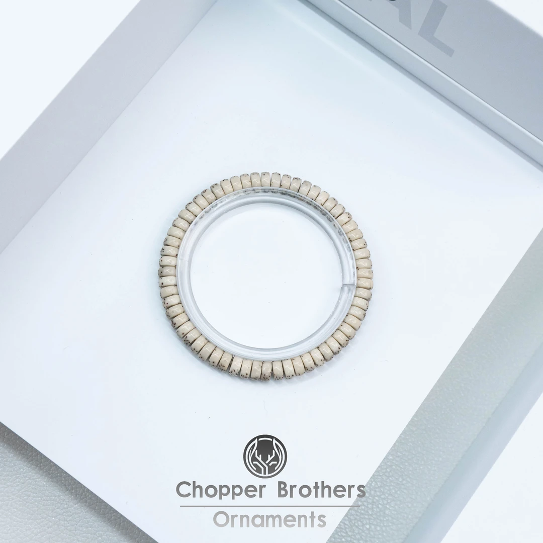 181 石玉料蛇腹药片星月菩提手串 7×3mm