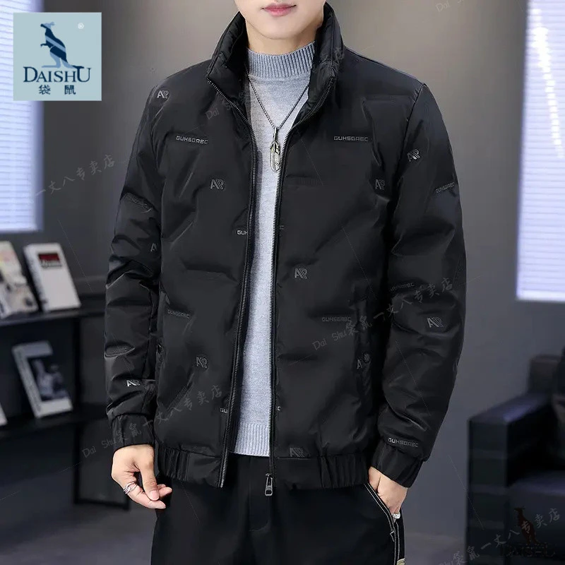 袋鼠/羽绒服男士2026年冬季休闲保暖短款上衣白鸭绒防寒外套帅气