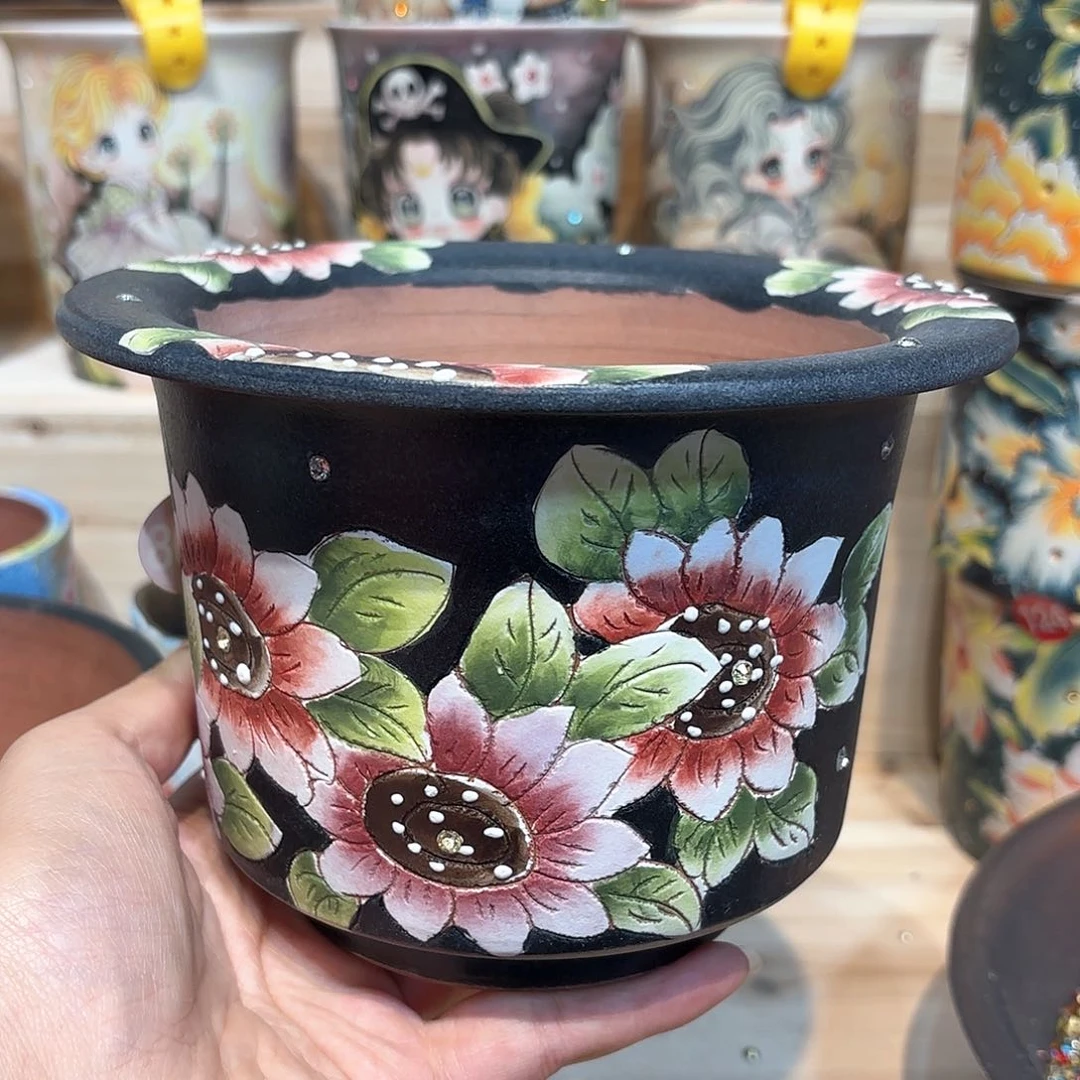 紫砂花盆手工花盆默认微瑕13/12