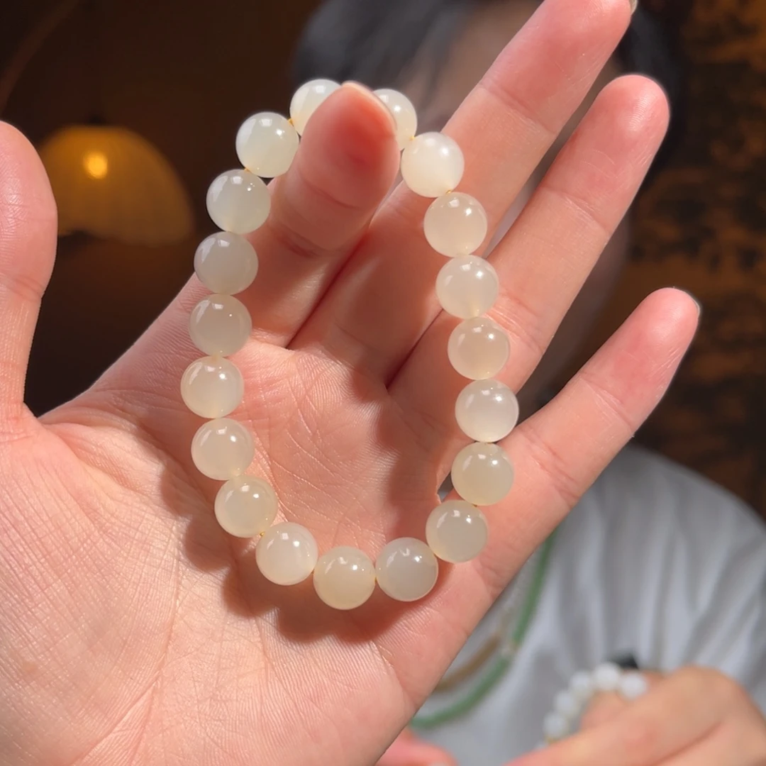 手串未镶嵌和田玉蜂蜜水猫眼10mm583