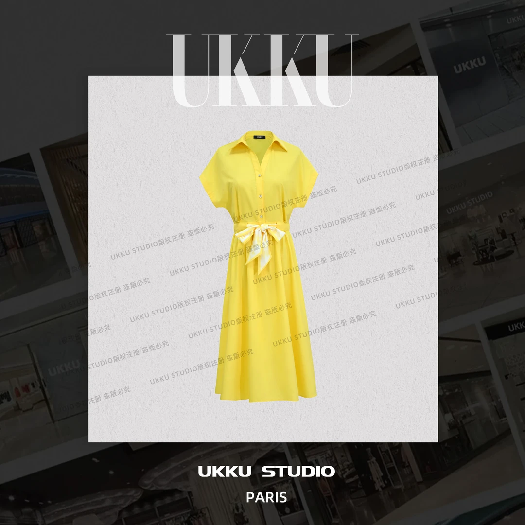 文文【UKKUSTUDIO】气质女士休闲时尚百搭收腰连衣裙514287