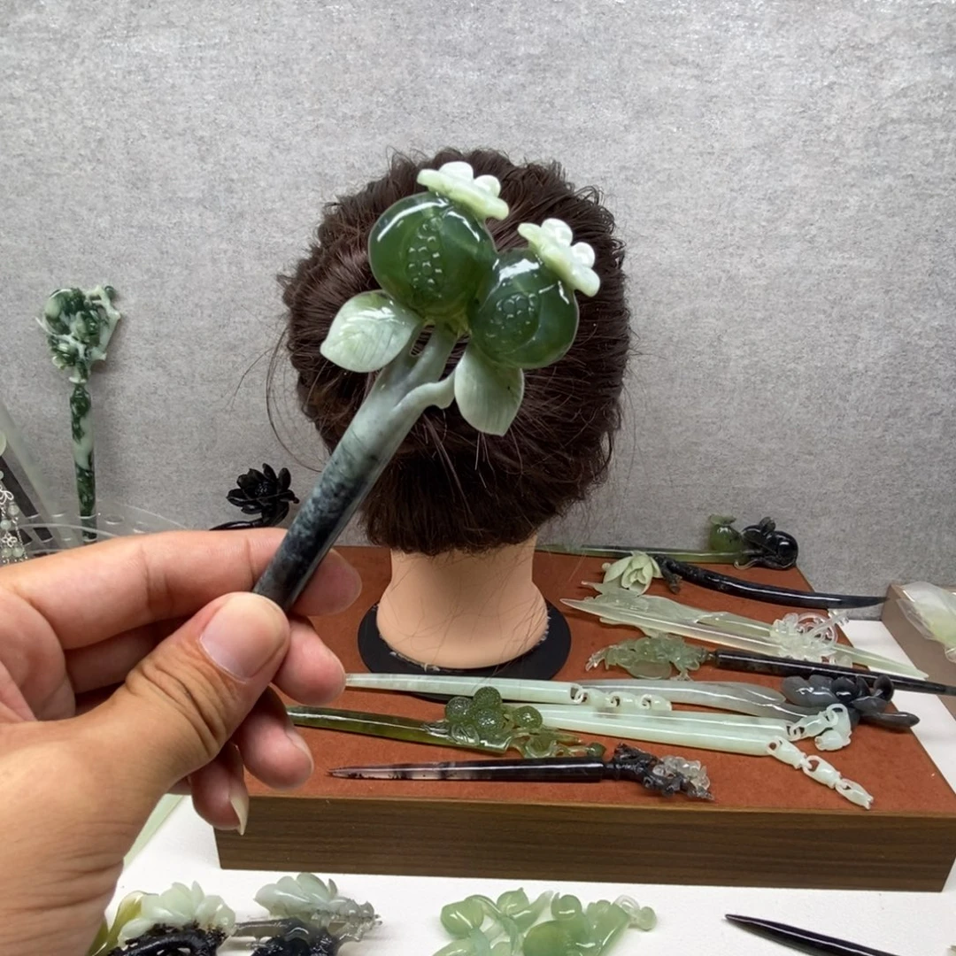 蛇纹石玉未镶嵌发簪