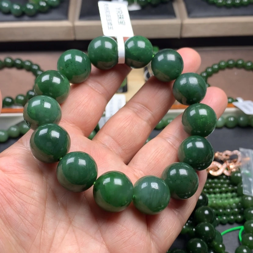 【闪购商品】和田玉（碧玉）手串未镶嵌16mm放漏