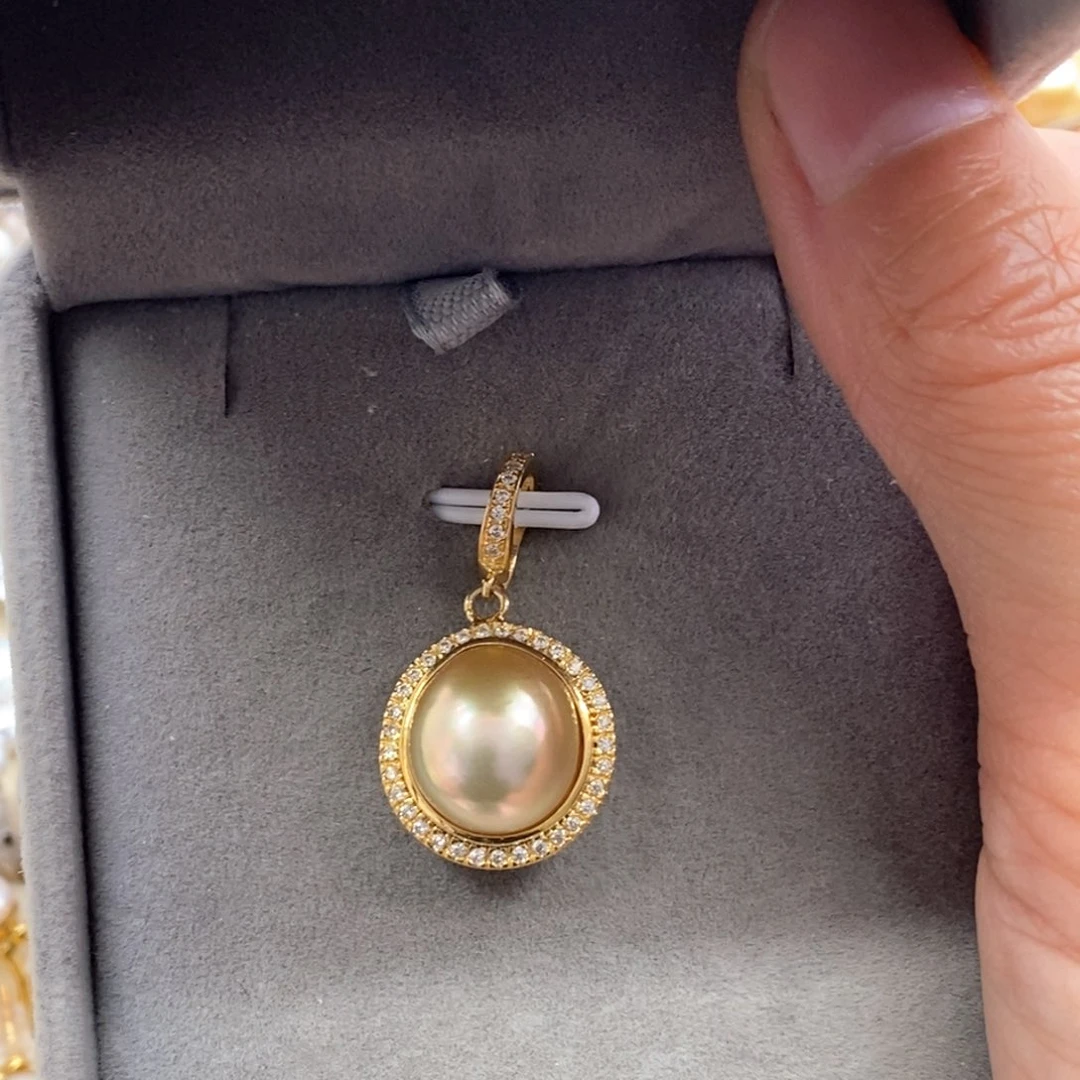 银S925镶嵌海水珍珠吊坠(不含链)
