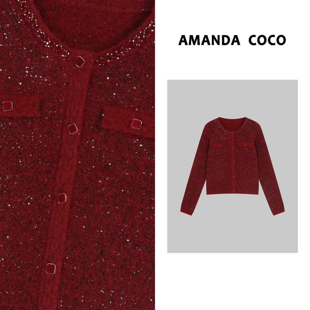 小雅# 设计师款~高定重工串珠显白气质毛衣