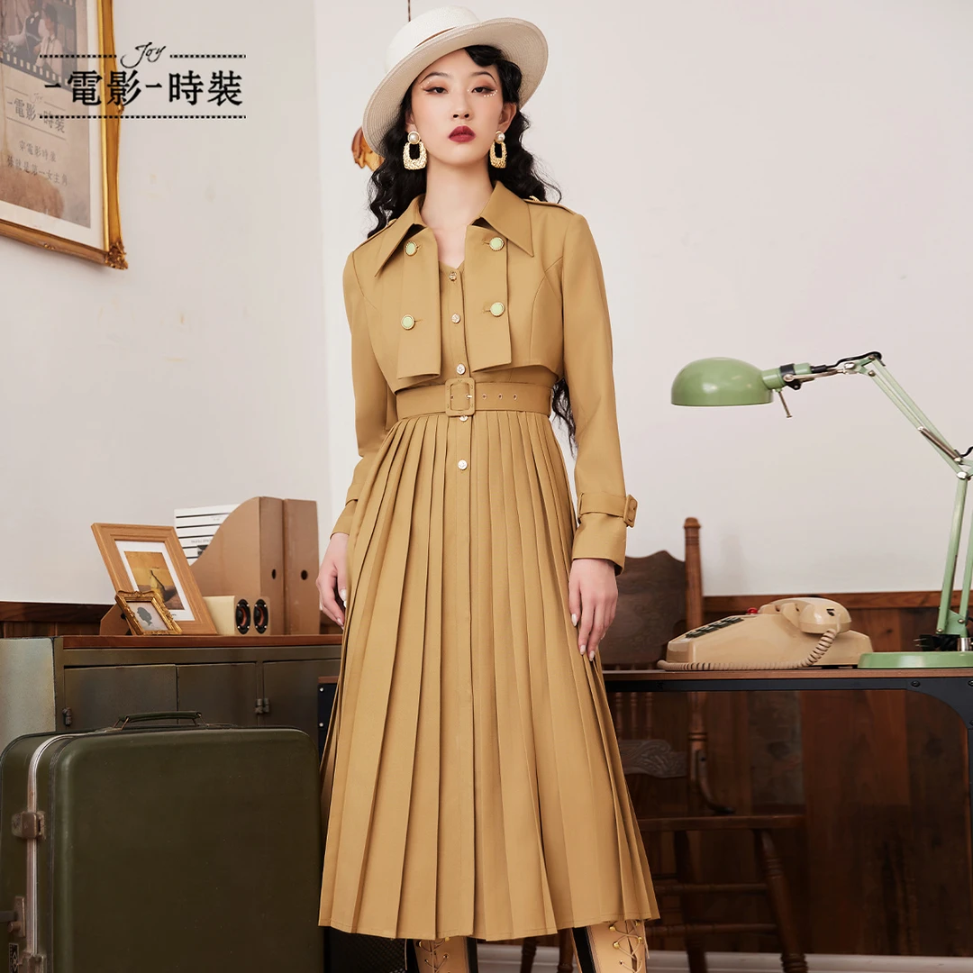 【程钱钱】一电影一时装卡其色风衣外套FEUG114514