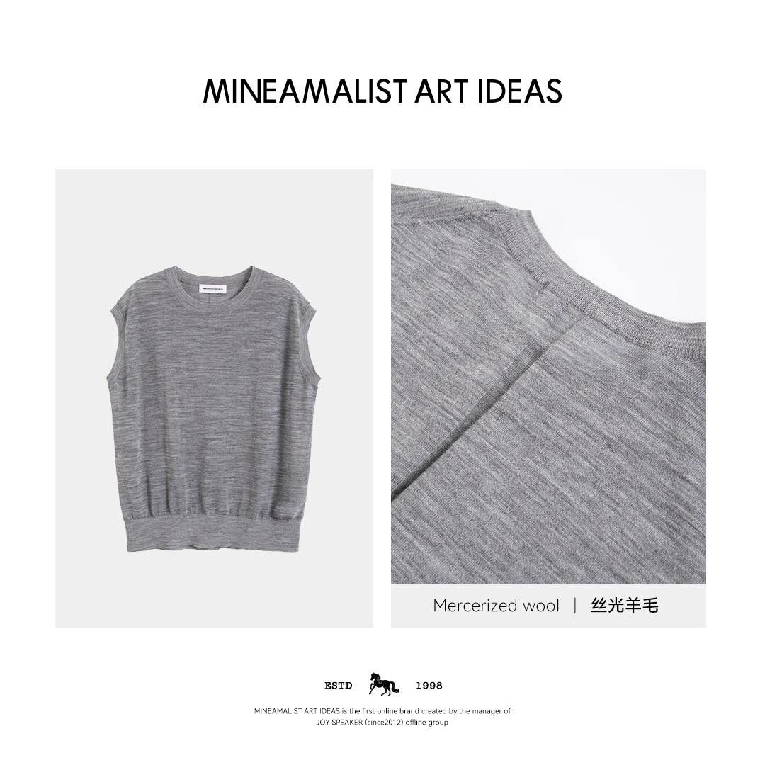 MINEAMALIST ART IDEAS夏季圆领小飞袖丝光羊毛上衣4022M