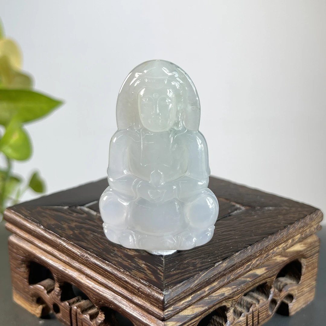 JTB17-117 天然翡翠缅甸A货 正装观音