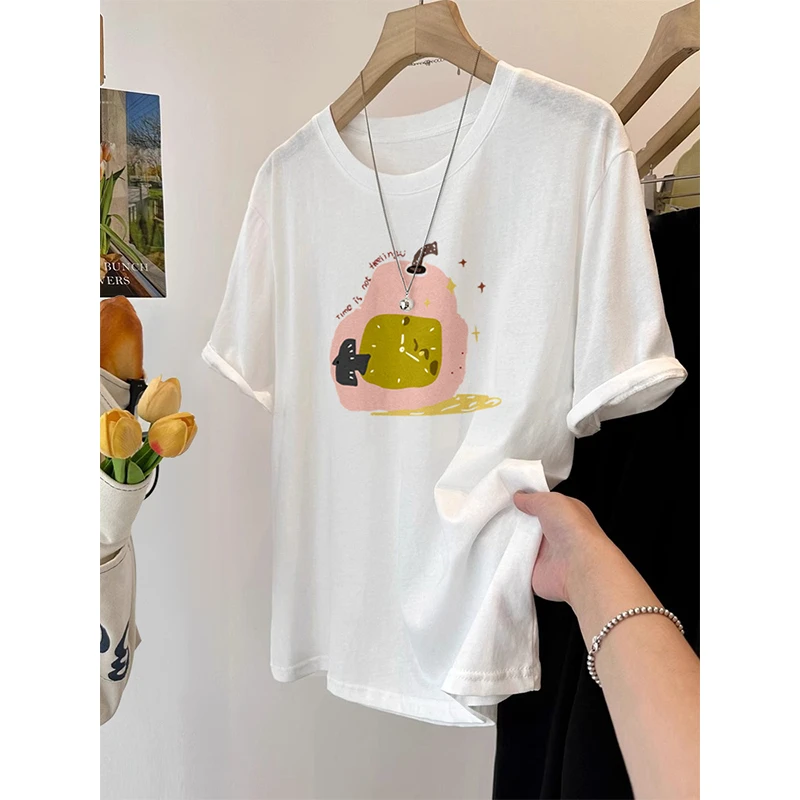 夏季新款遮肚子宽松oversize短袖T恤女大码胖mm200斤雪花棉上