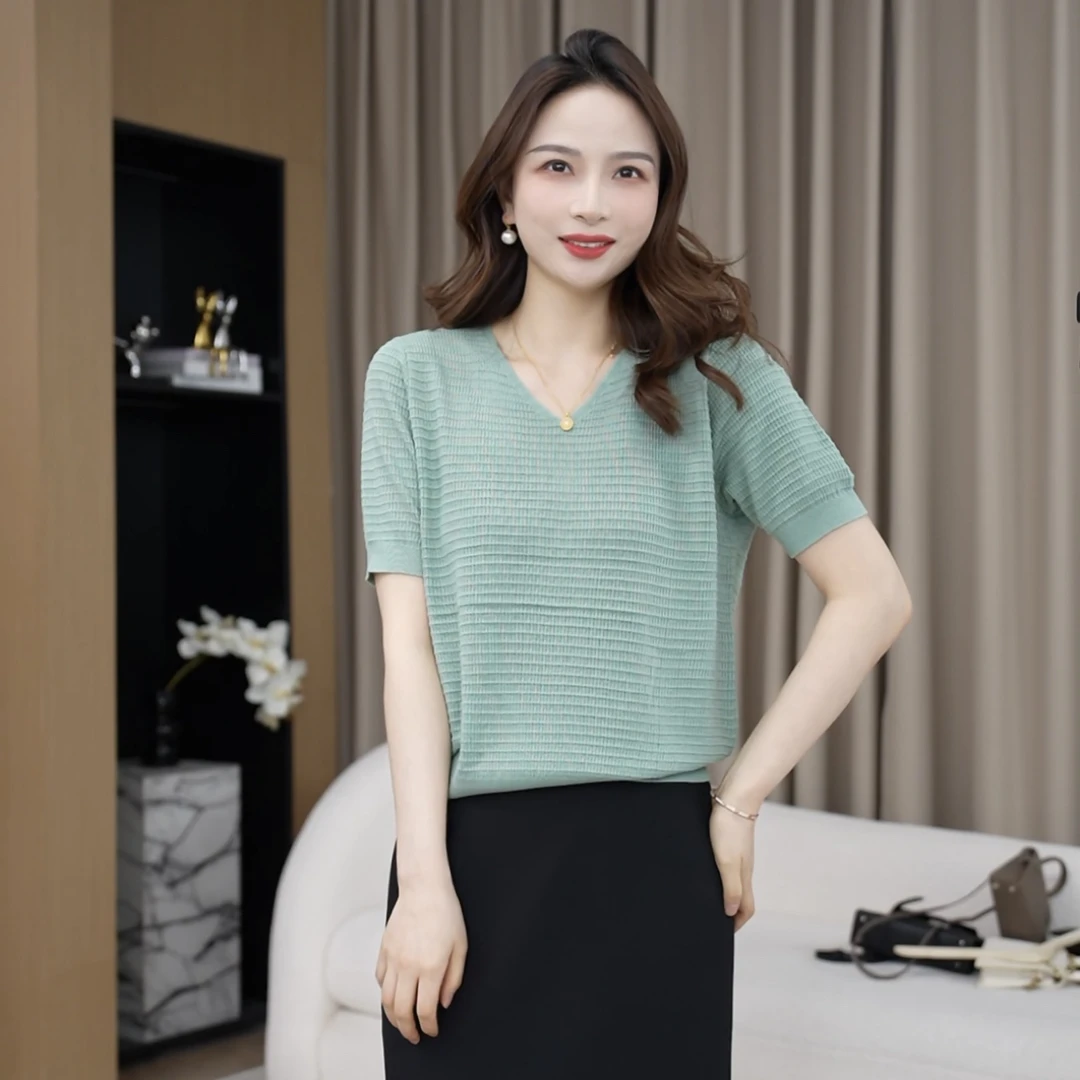 【多巴胺针织衫】醋酸天丝羊毛宽松套头衫T恤