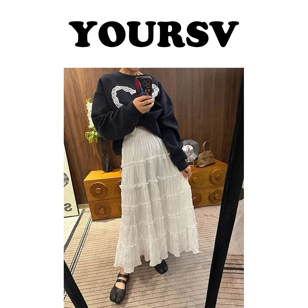 【YOURSV】「假日计划」春夏韩版设计款半身裙时尚高腰纯色不规则长裙