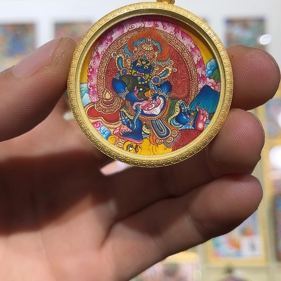 吊坠青海热贡纯手绘黑财3.5