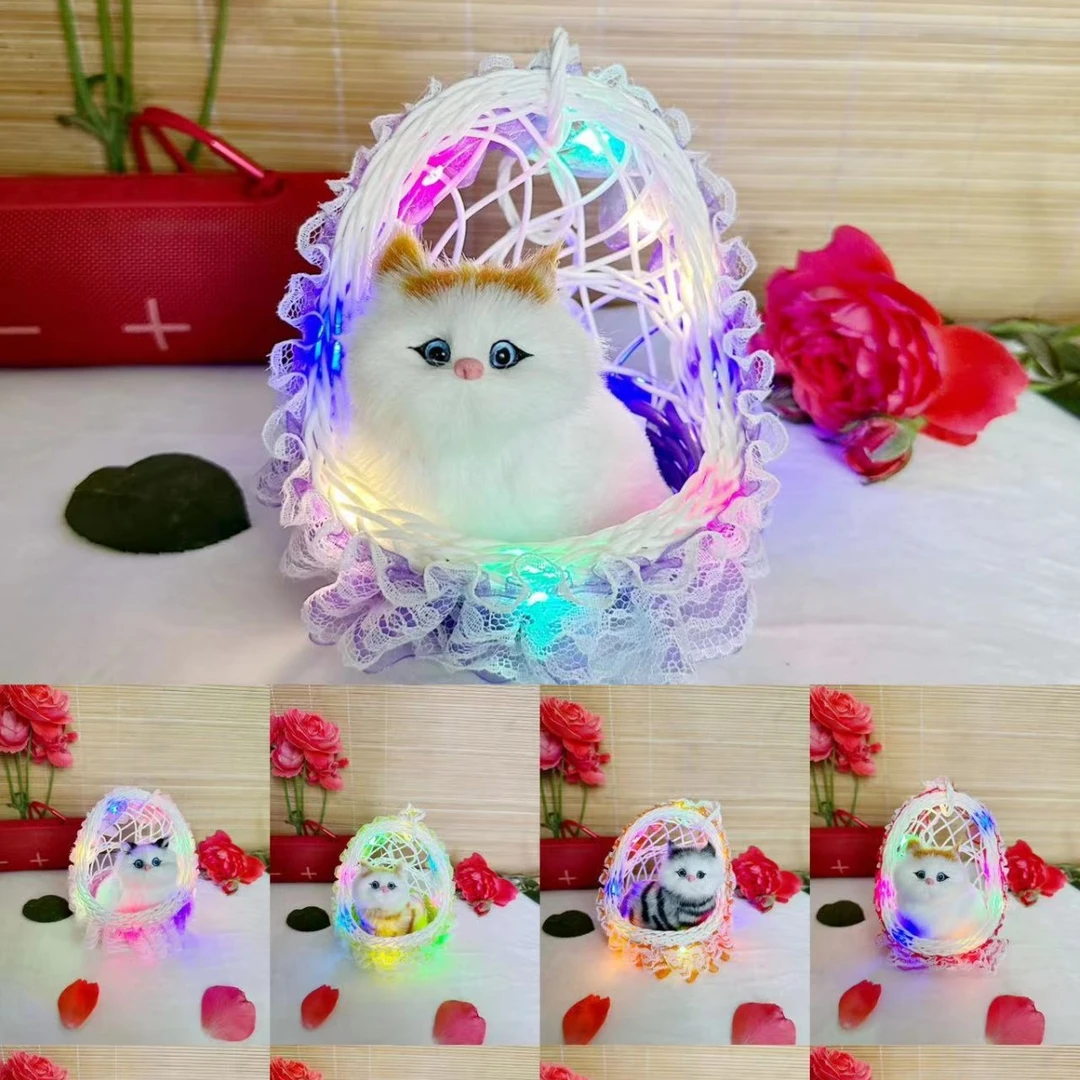 吊篮加花边加灯光仿真会叫猫咪小鸡兔子景区礼品送亲人朋友道