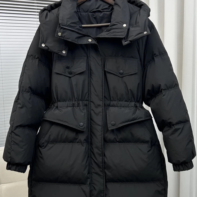 邹先森7788-55 中长款过膝连帽收腰女冬季韩版宽松显瘦外套