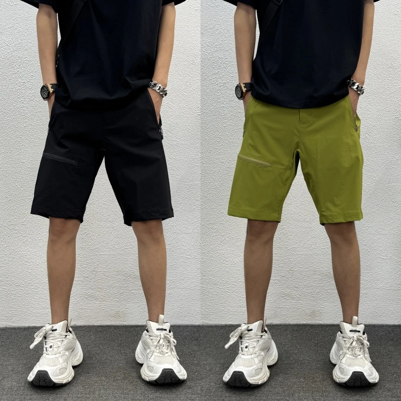 男士直筒短裤2025夏季休闲五分裤户外运动登山裤流行薄款沙滩裤子