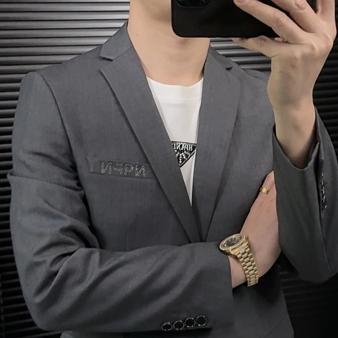 休闲春季帅气常规男士韩版时尚西服上装水洗修身型小西装上衣潮流