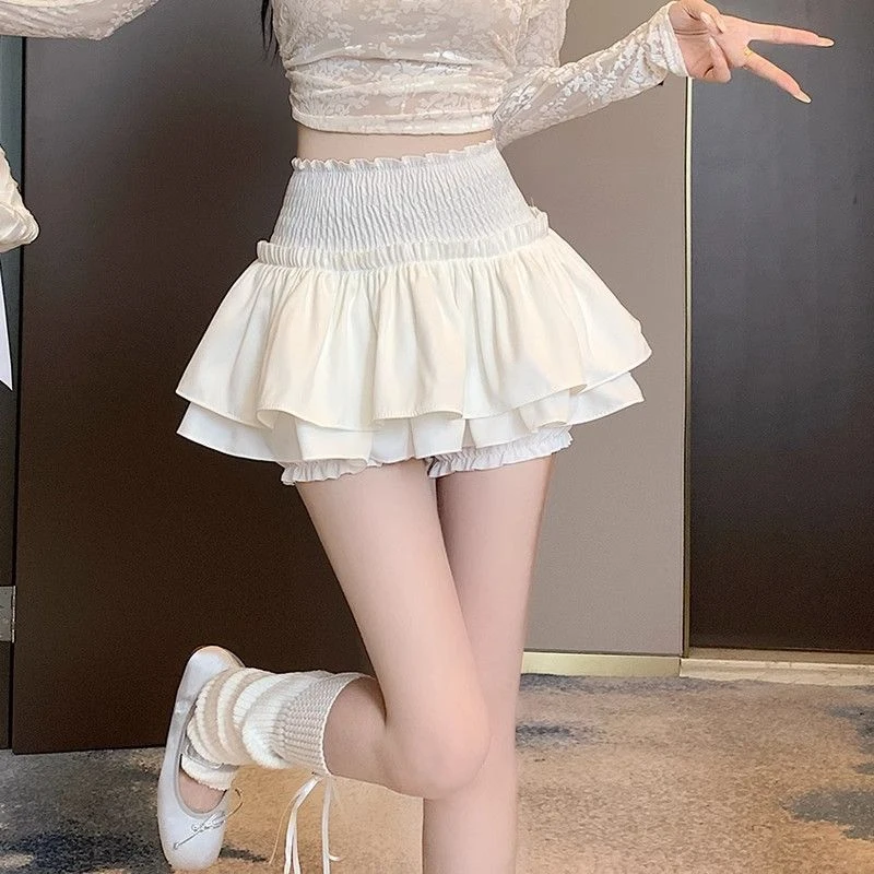 芭蕾风半身裙女夏季蛋糕裙蓬蓬裙2025新款高腰显瘦短裙白色裙裤子