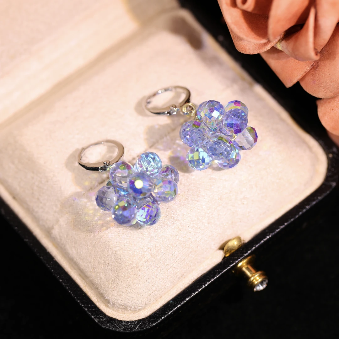 铜合金耳饰 【冰蓝】轻奢时尚气质百搭高级小众设计感耳饰RH1081