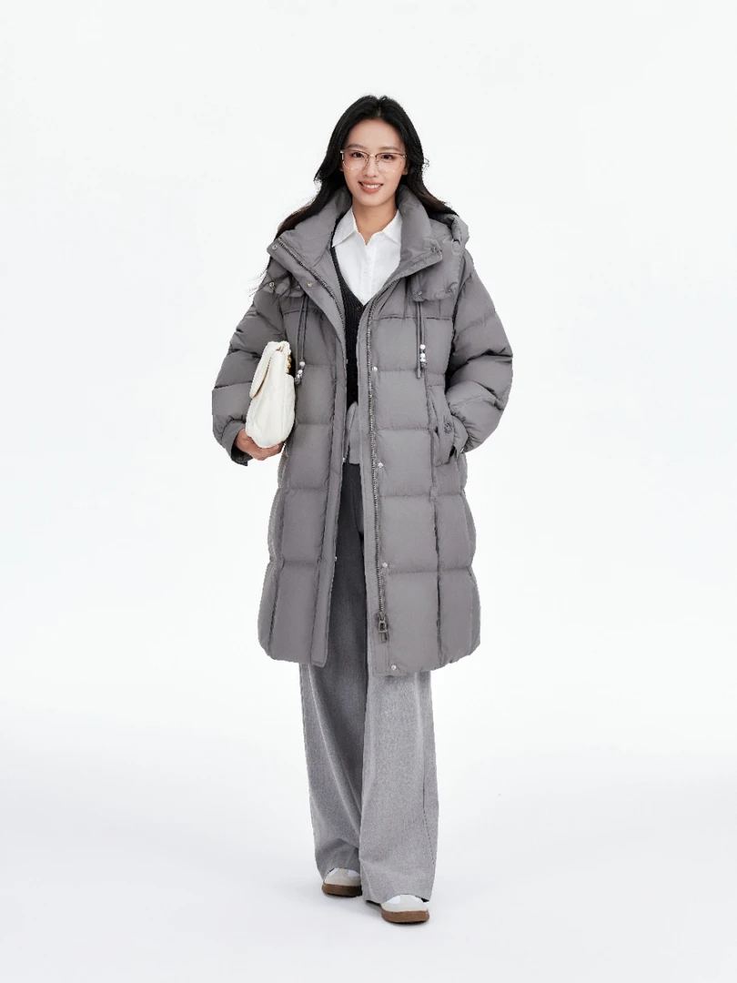 【小辣姣服饰】Y067宽松一等品常规款情侣中长款连帽保暖长款羽绒服