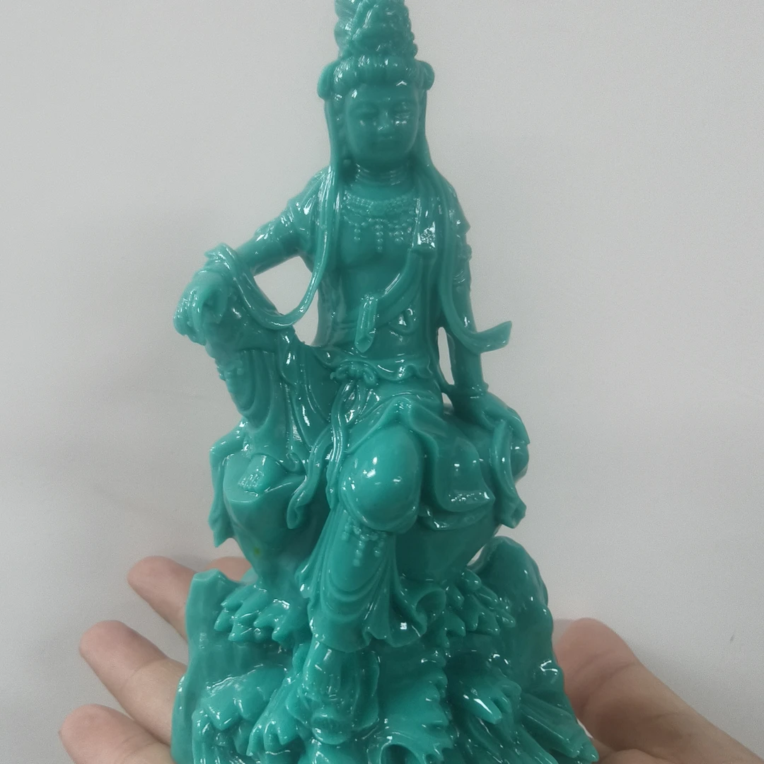 精品雕刻绿色观音摆件