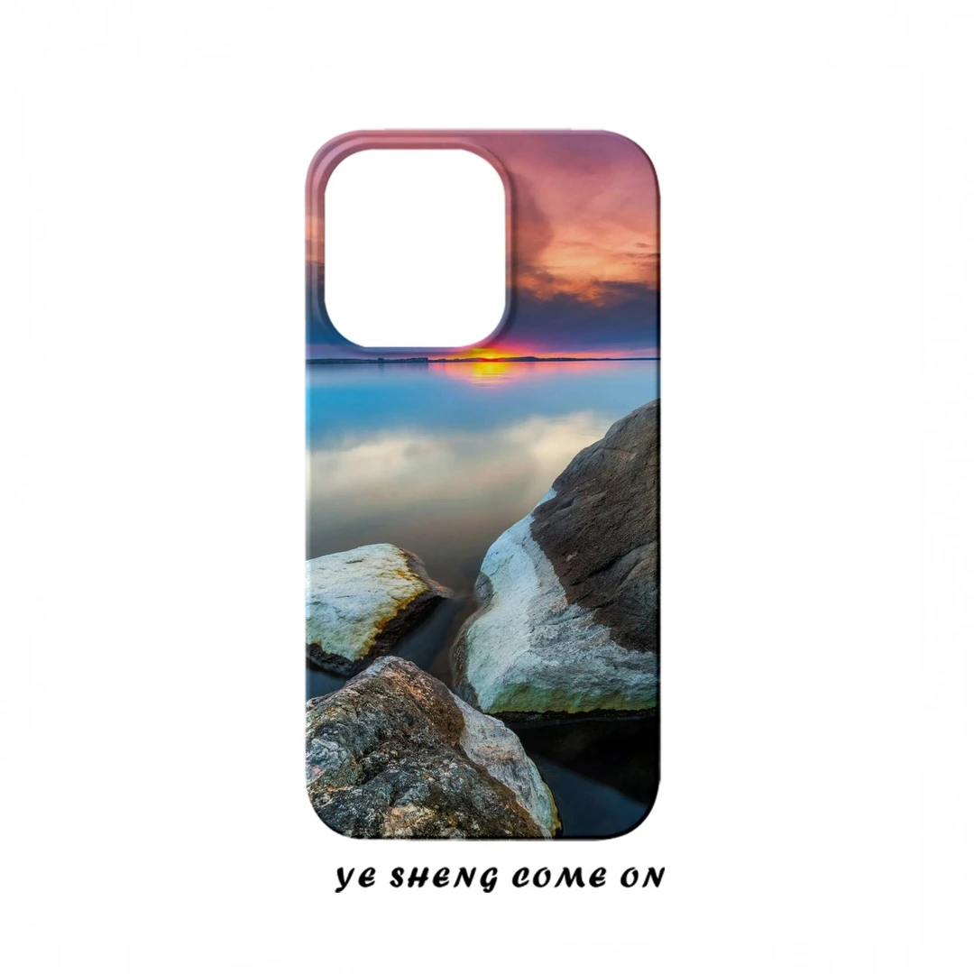 湖泊夕阳适用苹果16promax手机壳iPhone15pro创意14/13卡通12菲林